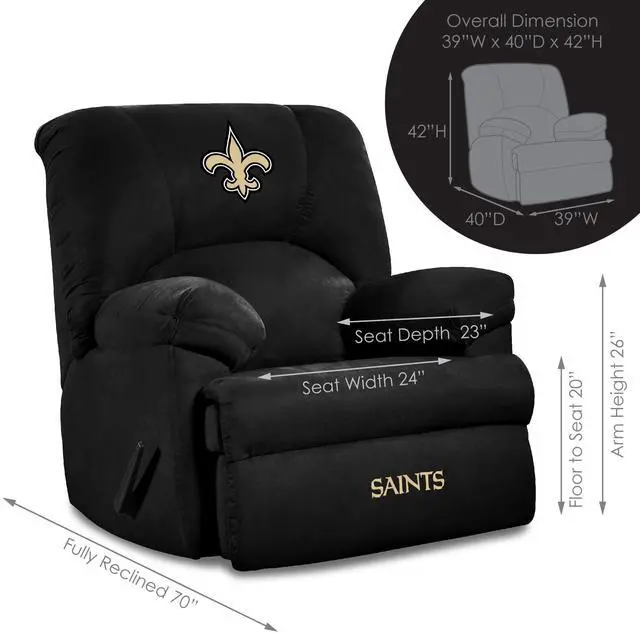 Alt view image 3 of 4 - Imperial Officially Licensed NFL Furniture: New Orleans Saints GM Recliner