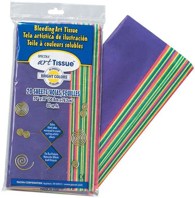 Alt view image 2 of 2 - Spectra® Deluxe Bleeding Art Tissue, 10 Color Bright Assortment, 20" x 30", 20 Sheets Per Pack, 6 Packs