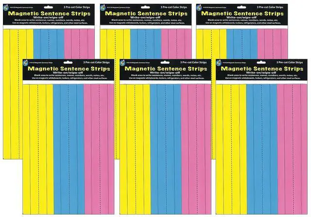Alt view image 3 of 4 - Ashley Productions Die-Cut Magnetic Pink/Blue/Yellow Sentence Strips 2.75" x 11" 3 Per Pack 6 Packs (ASH10129-6)