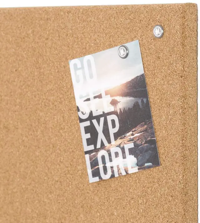 Alt view image 6 of 8 - U Brands Square Cork Bulletin Board, 14 x 14 Inches, Frameless, Natural, Push Pins Included (463U00-04), Assorted Colors