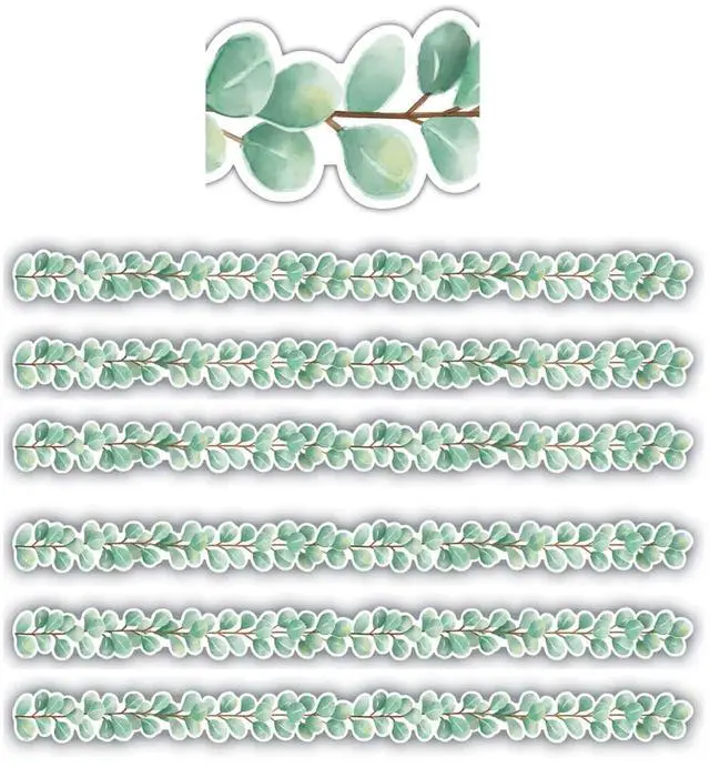 Alt view image 3 of 4 - Teacher Created Resources 35' x 2-3/4" Die Cut Border Trim Eucalyptus 35 Feet/Pack 6 Packs (TCR8686-6)