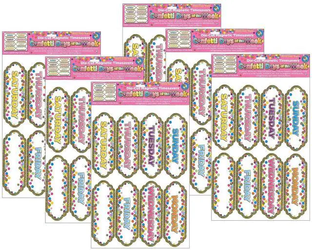 Alt view image 3 of 4 - Ashley Productions Magnetic Die-Cut Timesavers & Labels Confetti Days of the Week 6 Packs (ASH19006-6)