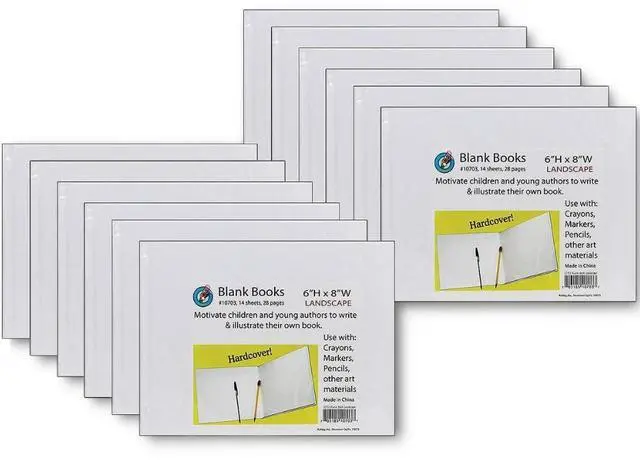 Main image of Ashley Productions Hardcover Blank Book, 8" x 6" Landscape, White, Pack of 12