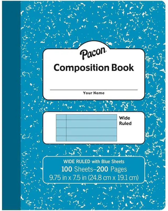 Alt view image 2 of 2 - Pacon Pastel Composition Book, Blue Marble Cover, Light Blue Sheets, 3/8" Ruled, 9-3/4" x 7-1/2", 100 Sheets, Pack of 6