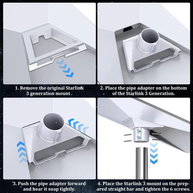 Alt view image 6 of 7 - Starlink Gen 3 Pipe Mount, HSTOP Pole Mount Adapter Mounting Kit for Starlink Gen 3 Long Pole Mount/Roof Mount,Starlink Gen 3 Mounting Kit Starlink Internet Satellite Kit Adapter
