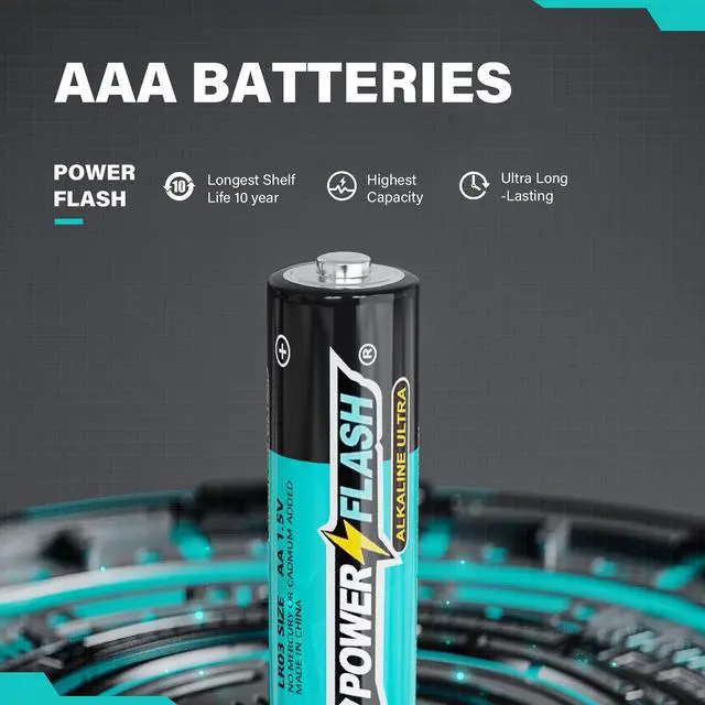 Alt view image 2 of 7 - POWER FLASH Alkaline Battery, Long-Lasting Power, Leakproof Design, 10 Years Shelf Life (12)