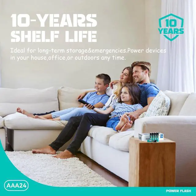 Alt view image 2 of 7 - POWER FLASH Alkaline Battery, Long-Lasting Power, Leakproof Design, 10 Years Shelf Life (24)