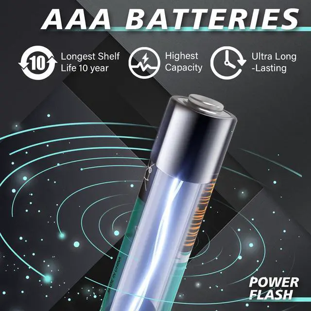 Alt view image 2 of 7 - POWER FLASH AAA Batteries 12 Pack with Fresh Date-Triple A Long-Lasting Alkaline High-Performance Battery,1.5 Volt,10-Year Shelf Life,Power Will not Leak,Dependable Power for Your Devices