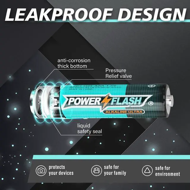 Alt view image 4 of 7 - POWER FLASH AAA Batteries 12 Pack with Fresh Date-Triple A Long-Lasting Alkaline High-Performance Battery,1.5 Volt,10-Year Shelf Life,Power Will not Leak,Dependable Power for Your Devices