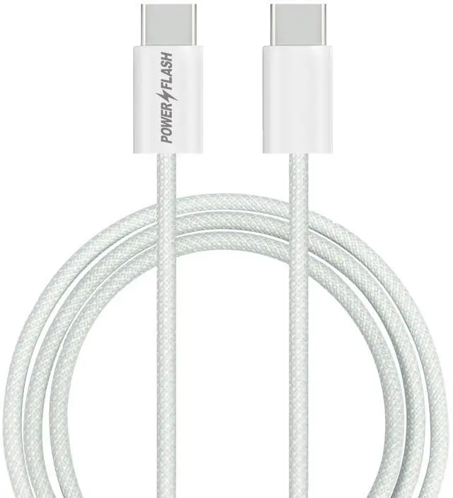 Main image of Power Flash USB C to USB C Cable, Type C to Type C Cable, 1 Pack, Fast Charging, High Speed Data Transfer, Android Phone Cable and More, Trustable (White)