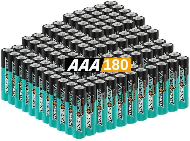 Main image of POWER FLASH Alkaline AAA180 Batteries 1.5V long lasting batteries are ideal for use in high tech devices, clocks, remotes, and other household devices.