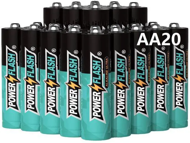 Main image of POWER FLASH Alkaline Batteries 1.5V AA 20 value pack batteries