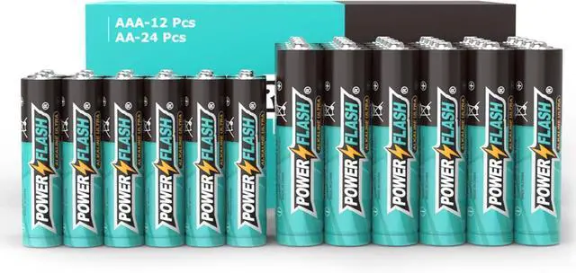 Main image of POWER FLASH Alkaline AAA12 AA24 Batteries 1.5V Batteries