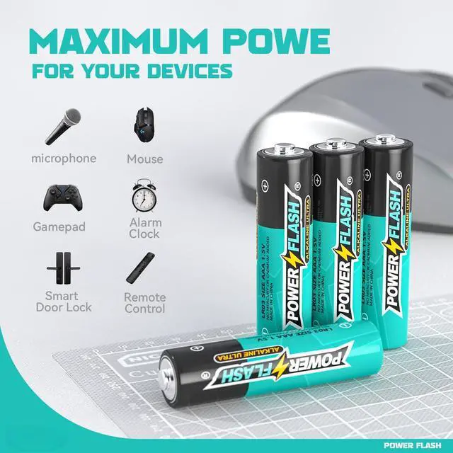 Alt view image 3 of 7 - POWER FLASH Ultra Long Life Alkaline Combo AAA & AA Batteries, 36 Triple A and 24 Double A Batteries, 1.5V Batteries 10 Year Warranty