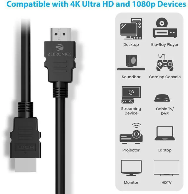 Alt view image 4 of 6 - Zebronics -Haa3020C (3 Meter) Hdmi Cable, Supports Arc & Cec Extension Which Supports Upto 32 Audio Channels,Compatible With Hdmi-Enabled Devices Like Tvs, Displays, Computers, Playstation, Black