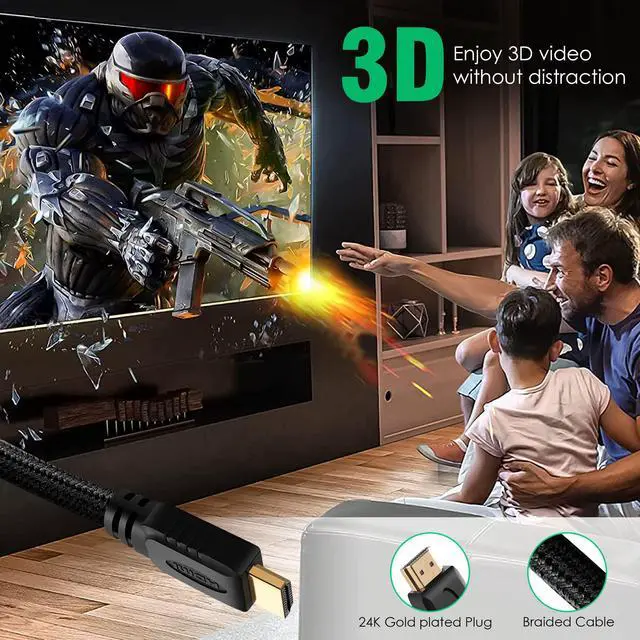 Alt view image 4 of 6 - AGARO HDMI to HDMI Cable 2 Meters, HDMI 2.1, Premium High Speed, Supports up to 48Gbps 8K@60Hz Support Dynamic HDR, 3D, eARC, Cotton Braided HDMI Cord for PS5/PS4/Xbox/Apple TV/Projector