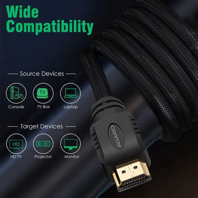 Alt view image 5 of 6 - AGARO HDMI to HDMI Cable 2 Meters, HDMI 2.1, Premium High Speed, Supports up to 48Gbps 8K@60Hz Support Dynamic HDR, 3D, eARC, Cotton Braided HDMI Cord for PS5/PS4/Xbox/Apple TV/Projector