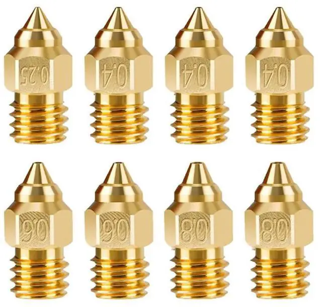 Main image of AP-3D Printer Nozzles,8PCS Brass Printing Nozzles With 0.25/0.4/0.6/0.8Mm For Ender 3/Ender 3 V2/Ender 3 Pro/Ender 5 Series Dura