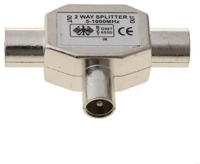 Alt view image 2 of 3 - 2 Way for T Splitter1x Male to 2 x Female Metal COAX Coaxial Aerial Adapter