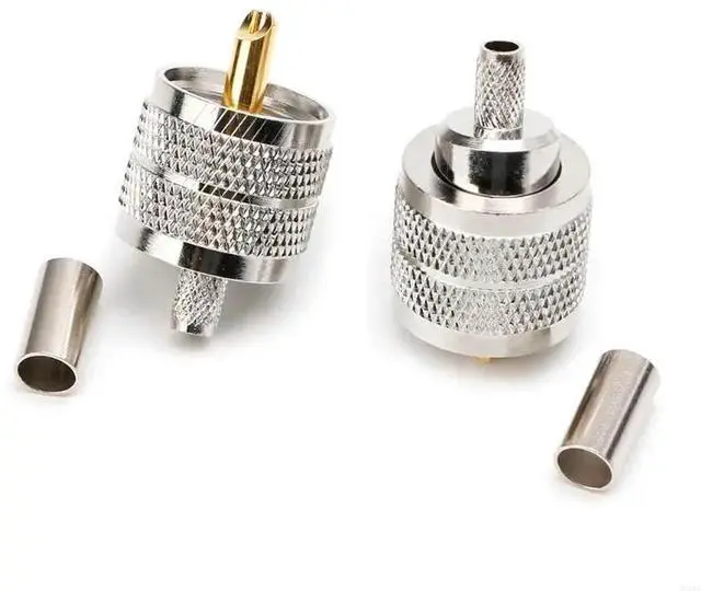 Alt view image 3 of 3 - 10PCS UHF Male PL259 Plug Crimp RG58/142 LMR195 RG400 Screwed Coupling Connector
