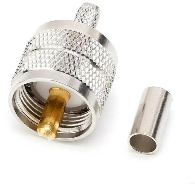 Alt view image 2 of 3 - 10PCS UHF Male PL259 Plug Crimp RG58/142 LMR195 RG400 Screwed Coupling Connector