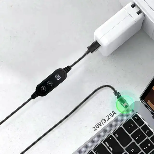 Alt view image 3 of 3 - Adjustable Voltages USB C To DC5525 Charging Cable PD65W 34 Conversion Heads