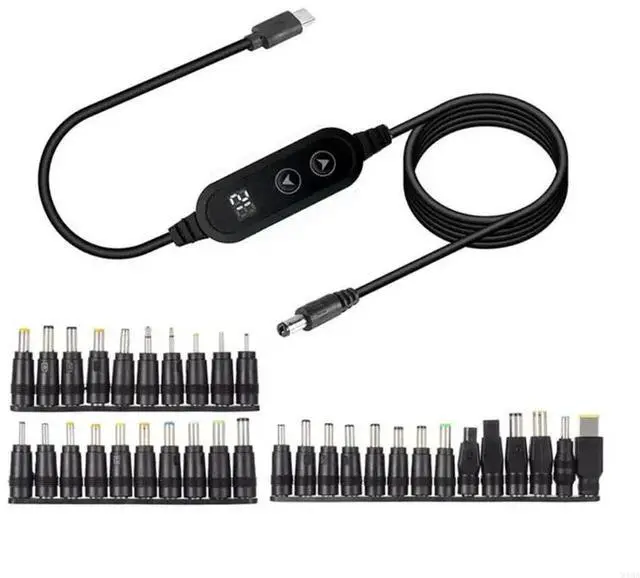 Main image of Adjustable Voltages USB C To DC5525 Charging Cable PD65W 34 Conversion Heads