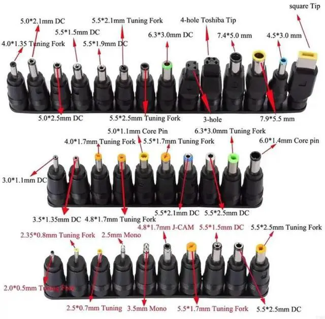 Alt view image 2 of 3 - Adjustable Voltages USB C To DC5525 Charging Cable PD65W 34 Conversion Heads