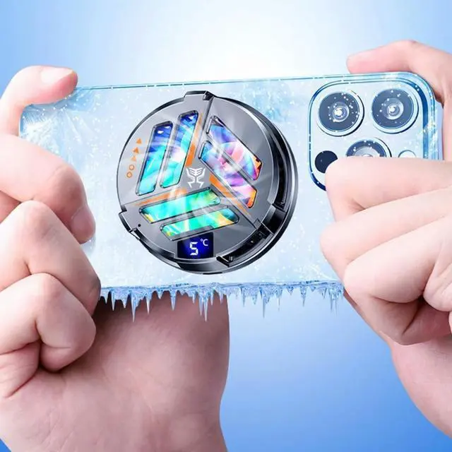 Alt view image 2 of 3 - Portable Tablet/Phone Heat Sink Magnetic Semiconductor Radiator with RGB Light Universal Quick Cooling Fan Cooler