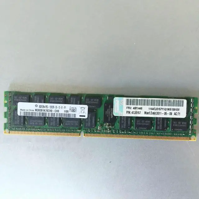 Alt view image 3 of 3 - Server Memory 49Y1436 49Y1446 47J0157 X3530 X3500 X3650 M3 M4 PC3-10600R 8GB ECC 2RX4 DDR3 1333 RAM