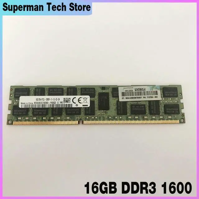Main image of 713985-B21 715284-001 713756-081 2RX4 PC3L-12800R ECC REG Server Memory Fast Ship 16GB DDR3 1600