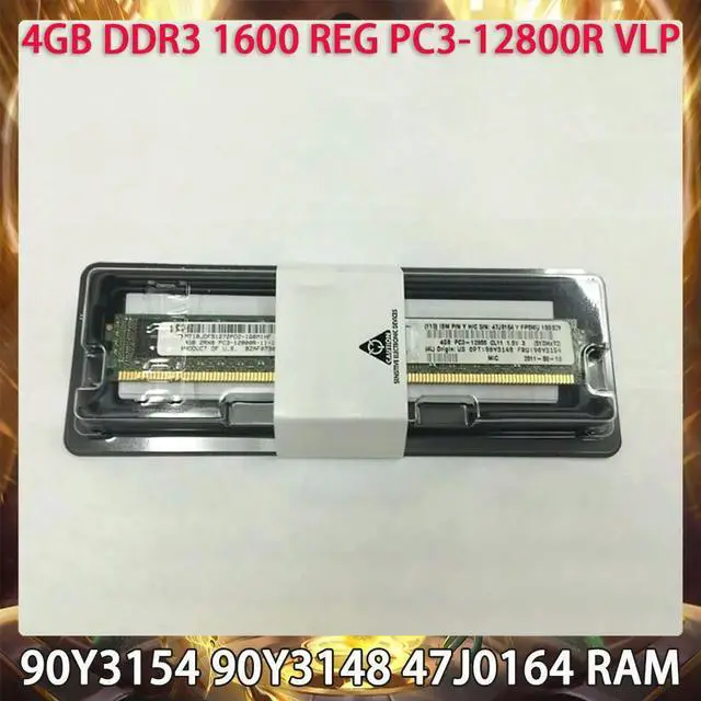 Main image of Server Memory 90Y3154 90Y3148 47J0164 4GB DDR3 1600 REG PC3-12800R VLP RAM