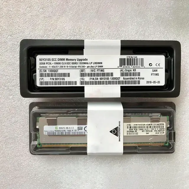 Alt view image 2 of 3 - Server Memory 90Y3105 90Y3107 47J0176 For 3850 X5 X3500 3650 M4 3950X5 32GB 1333MHz DDR3L ECC REG RAM