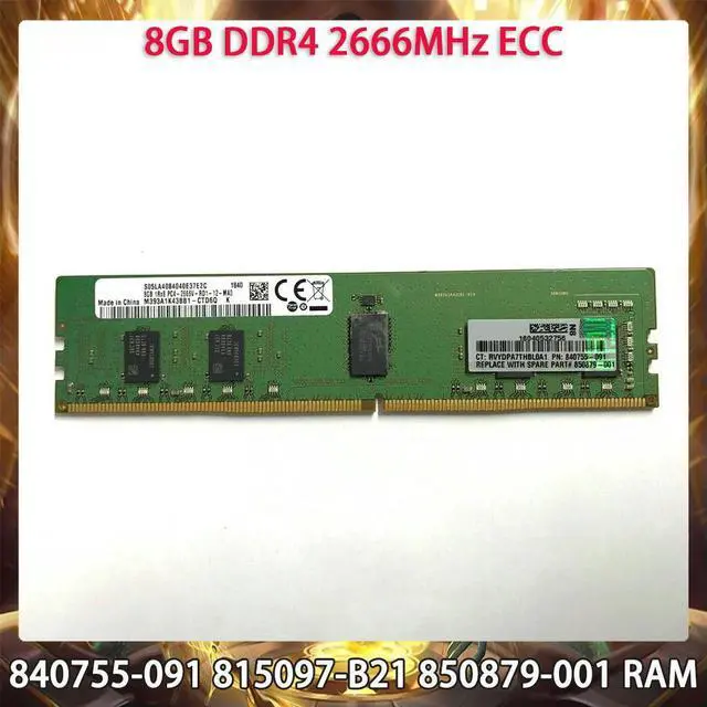 Main image of RAM 840755-091 815097-B21 850879-001 8GB DDR4 2666MHz ECC 1RX8 PC4-2666V-R Server Memory