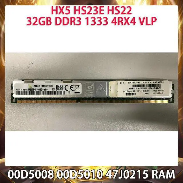 Main image of Server Memory 00D5008 00D5010 47J0215 PC3L-10600R HX5 HS23E HS22 32GB DDR3 1333 4RX4 VLP RAM