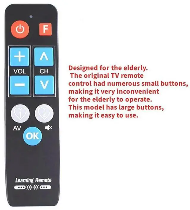 Alt view image 2 of 4 - For Old Device Compatible Universal IR Learn Remote Control 9 Big Buttons-For TV-BOX Dvds STB Vcrs Heater