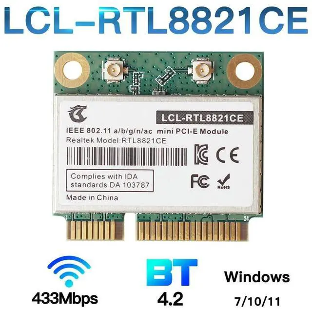Alt view image 2 of 3 - RTL8821CE 802.11AC for Bluetooth 4.2 433Mbps 2.4Ghz/5Ghz Dual Band Mini PCIe WiFi CARD RTL8821 Support Laptop/PC