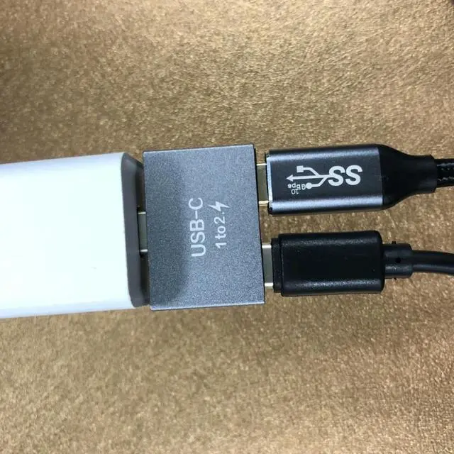 Alt view image 3 of 4 - Compact Size USB C Male to Dual USB C Female Splitter for Type C Data Cable l for Shell USB C Splitter Convte