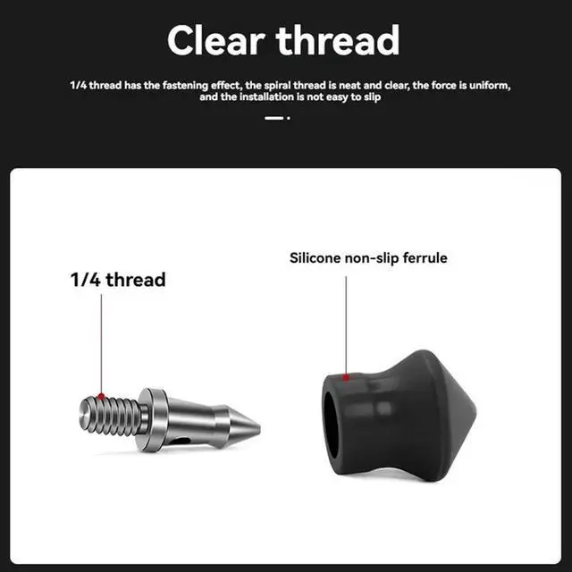 Alt view image 3 of 4 - 3Pcs Universal Tripod Foot Spikes Set 1/4 Inch Thread Stainless Steel Tripod Monopod Legs Feet Replacement Parts