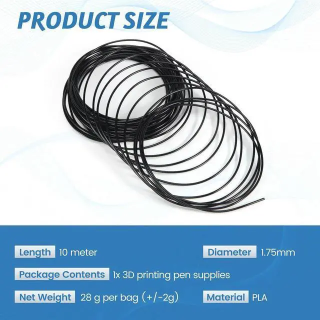 Main image of 3D Printer Pen Filament 1.75mm PLA 10m(black PLA)