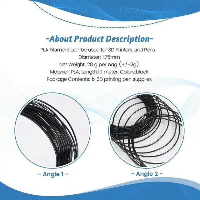 Alt view image 2 of 3 - 3D Printer Pen Filament 1.75mm PLA 10m(black PLA)