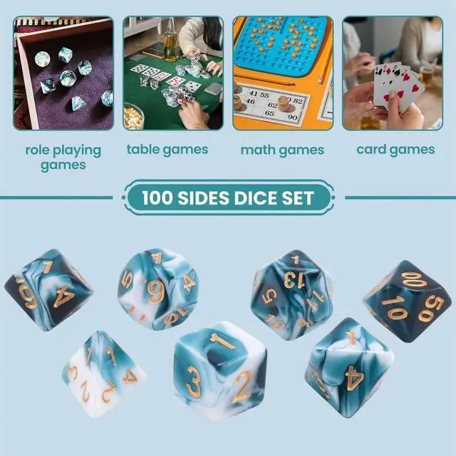 Alt view image 2 of 3 - 7 Pieces Dice Set Polyhedral Dice Set Role Playing Dices Set for DND Pathfinder Role Playing RPG Rich