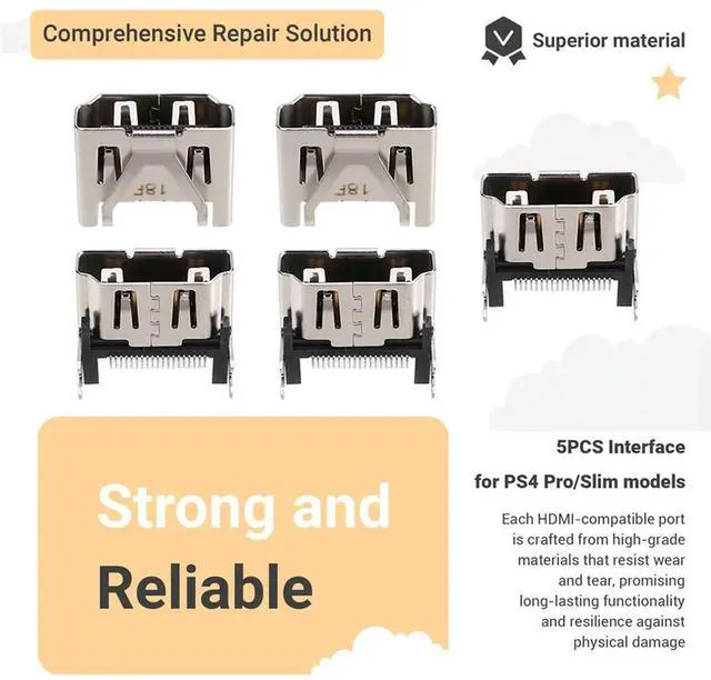 Alt view image 3 of 4 - For PS4 Pro/Slim Console For System Maintenance -Compatible Port Replacement Kit Interface Socket Repair Accessory