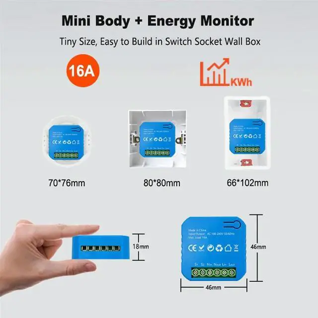 Main image of Zigbee Switch Module Tuya 2 Way Light Control Timing Dual Control 16A Energy Monitoring For Google Home Alexa