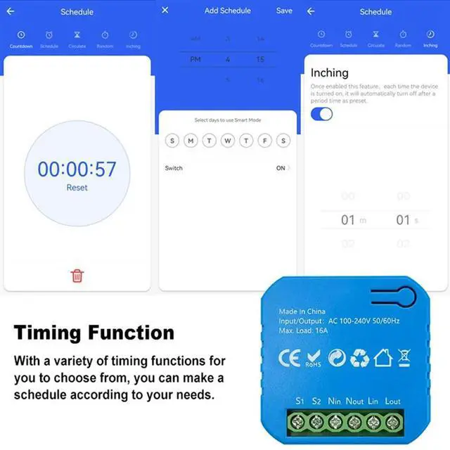 Alt view image 3 of 4 - Zigbee Switch Module Tuya 2 Way Light Control Timing Dual Control 16A Energy Monitoring For Google Home Alexa