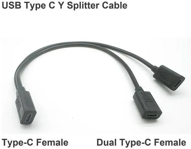 Main image of USB C Splitter Charge Cable USB Type C Female to Dual 2 USB Type C Female Splitter Y Charge Connector Cable Only for Charging