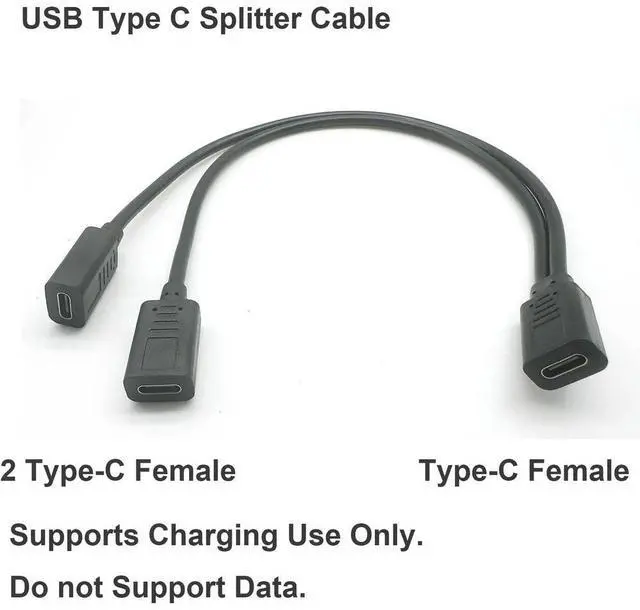 Alt view image 2 of 4 - USB C Splitter Charge Cable USB Type C Female to Dual 2 USB Type C Female Splitter Y Charge Connector Cable Only for Charging