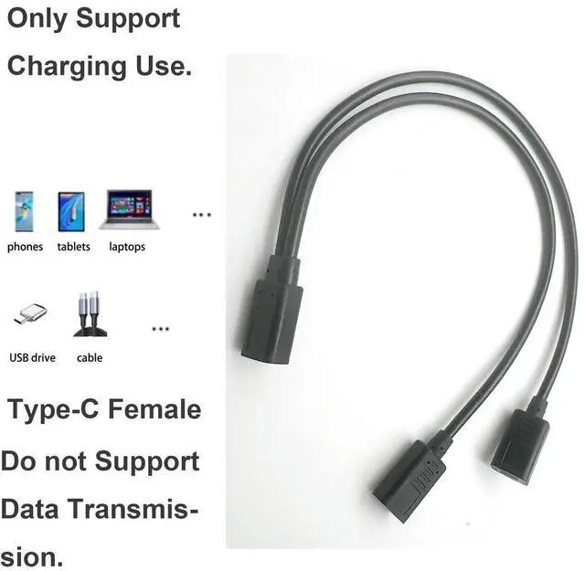 Alt view image 3 of 4 - USB C Splitter Charge Cable USB Type C Female to Dual 2 USB Type C Female Splitter Y Charge Connector Cable Only for Charging