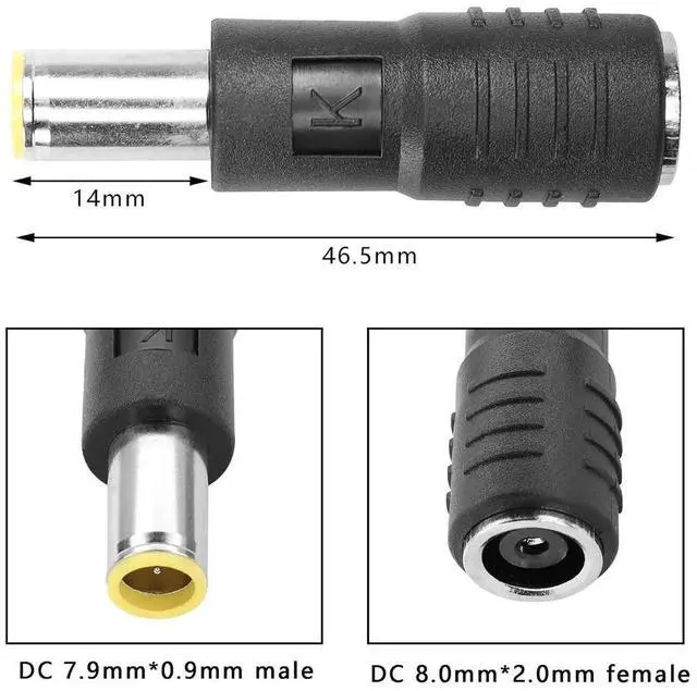 Alt view image 3 of 4 - 1pc DC 7909 7.9mm 8mm Male to DC 8020 Female Connector Adapter for Solar Panel Generator Power Station 100W 150W 180W 200W