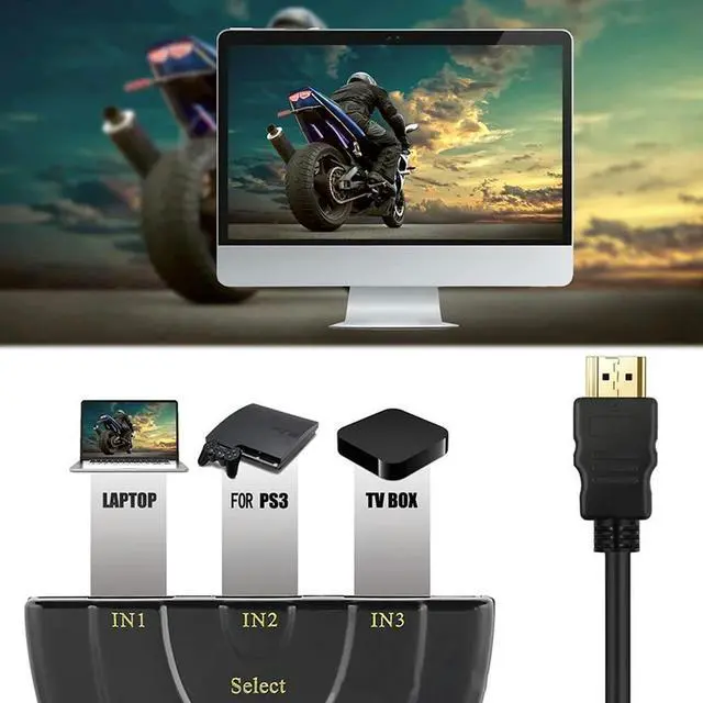 Alt view image 3 of 4 - 4K HDMI-Compatible Switch 3 in 1 Out HDMI-Compatible Hub Multi HDMI-Compatible Adapter for PS4 Xbox DVD Player Fire Stick